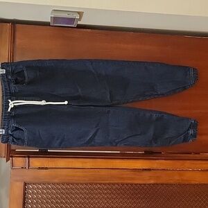 LOFT Outlet | Dark Wash Joggers with Elastic at Waist and Ankles - size S